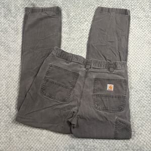 Carhartt Relaxed Fit Men's Work Canvas Gray Straight Pants Sz 34x32